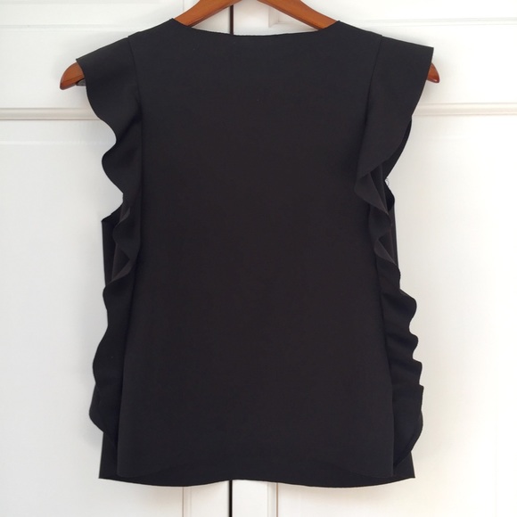 Aqua Black Cap Sleeve Ruffle Top - Picture 5 of 7